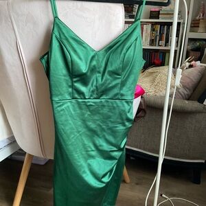 Windsor Strapless Green Satin Dress